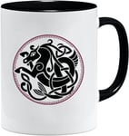 Jungle Mug Tasse viking nordique | Idée cadeau pour les hommes âgés, papa, grand-père, tasse à café, motif viking, tête de mort, chope à bière thors hammer (VIKING020)