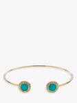 Melissa Odabash Enamel Disc and Swarovski Crystal Open Bangle, Gold/Turquoise