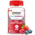 Centrum MultiGummies Energy Release, Multivitamin, including Vitamins D, B12 & B6 with Mixed Berry Natural Fruit Flavouring, 60 Chewable Gummies (Packaging may vary)