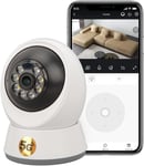 Caméra De Sécurité Intérieure Wifi, Caméra De Surveillance Sans Fil 360 Degrés 1080P 5Ghz Pan Tilt Pour La Maison Vision Nocturne Caméra Pour Animaux Avec Audio Bidirectionnel (Prise Ue)