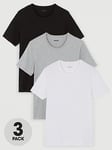 BOSS 3 Pack Classic Crew T-Shirt, Black/White/Grey, Size S, Men