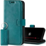 SURAZO Étui de Protection pour Samsung Galaxy S24 FE - Pliable en Cuir véritable - avec Aimant, Compartiment pour Cartes, Protection RFID, Fonction Support - À Rabat - Turquoise