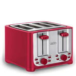 BELLA 4 Slice Toaster with Auto Shut Off - Extra Wide Slots & Removable Crumb Tray and Cancel, Defrost & Reheat Function - Toast Bread & Bagel, Red, 17617