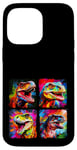 Coque pour iPhone 14 Pro Max Dinosaure T Rex Pop Art Dessin Coloré Peinture