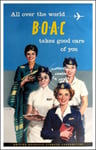 POSTER HQ 40x60cm d'une AFFICHE VINTAGE AVIATION HOTESSE de L'AIR BOAC