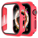 Diruite 2-Pack Screen Protector for Apple Watch 9/8/7 41mm Tempered Glass Case,All Around Hard Matte PC Protective for iWatch 41mm Cover-Red