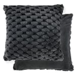 Emma Barclay Lush Housse de Coussin en Fausse Fourrure de Lapin Noir