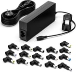 90W Chargeur Universel Pc Ordinateur Portable Power Adaper Pour Hp Stream Asus Vivobook Lenovo Ideapad Dell Latitude Acer Aspire Toshiba Samsung 19V 19.5V 20V Câble D'Alimentation Avec 16 Tips