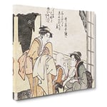 Dressing the Actor by Kitagawa Utamaro Asian Japanese Canvas Wall Art Print Ready to Hang, Framed Picture for Living Room Bedroom Home Office Décor, 20x20 Inch (50x50 cm)