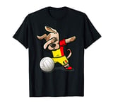 Dabbing Dog Proud Belgium Volleyball Lovers Belgian Flag T-Shirt