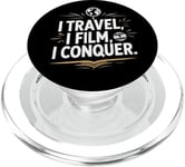 I Travel I Film I Conquer Funny Vlogging Devise PopSockets PopGrip pour MagSafe