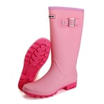 Jesindr Bottes de Pluie Femme, Confortable Antidérapant Imperméable à l'eau Caoutchouc Bottes, Chaussures de Sécurité Légère, Rose, 39 EU