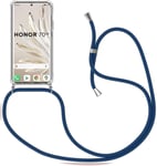 Collier Pour Téléphone Portable Pour Honor 70 6,67"" , Etui Housse De Protection En Transparente Silicone Avec Necklace Bandouilière Stylée Housse Avec Réglable Cordon, Bleu