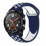 Huawei Watch GT - Silikon armband - andningsbar - Blå/Hvid