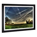 Big Box Art Framed Print of Landscape Cloudy Dawn Design | Wall Art Picture | Home Decor for Kitchen, Living, Dining Room, Lounge, Bedroom, Hallway, Office, Black, A2 / 24.5x18 Inch / 62x45cm