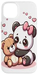 Coque pour iPhone 14 Plus Adorable panda et ours en peluche câlins style kawaii