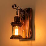 Retro Vägglampa Trä Kreativa Vägglampor Träkonst Lykta Klädbutik Restaurang Kaffebar Trä Retrolampor E27 Glas Vägglampa Sovrum A