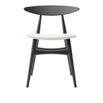 Carl Hansen - CH33P - Klädd sits, Lackerad Bok, Black, Lädergrupp B Thor - 300 - Spisestoler - Hans J. Wegner - Svart - Tre