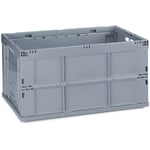 Relaxdays - Boîte pliable couvercle caisse de rangement plastique coffre transport 60 litres 31,5 x 58,5 x 40 cm, gris