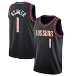 LZZQMR Chemise de Basket-Ball pour Hommes Adultes N ° 1 Booker Swingman Jersey, T-Shirt Uniforme de Basketball Black-XL