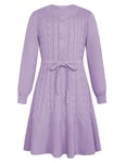 GRACE KARIN Robe tricotée Blanche pour Filles Col Rond Robe Pull Automne Hiver Robe de soirée Robe de Loisirs 6-7 Ans/Violet -8