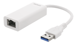 Deltaco Adapter USB-A 3.0 till Nätverksadapter - Vit