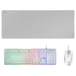 Mars Gaming MCPXWES, Combo Clavier H-Mech FRGB, Souris Ultralégère 10000DPI et Tapis de Souris XXL, Blanc, Langue Espagnole