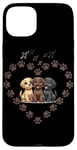 iPhone 15 Plus Yellow, Chocolate, Black Labs Valentine's Day Paw Print Tee. Case