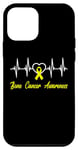 Coque pour iPhone 12 mini Ruban jaune de sensibilisation au cancer des os HeartBeat In Juillet