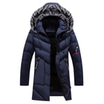 ZJHZN Parka Veste Homme Manteau épais Polaire Chaud Hiver Coupe-Vent Veste décontractée en Duvet Parka à Capuche en Coton, Bleu Marine, XL