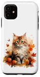 Coque pour iPhone 11 Cute Fall Cat With Autumn Pumpkins For Girls And Cat Grandma