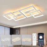 LED Plafonnier,Moderne Lampe de plafond 48W 3000K - 6500K,4 carrée design Chambre Eclairage,Luminaire interieur deco avec Telecommande APP Dimmable,Lampe Lustre pour salon bureau cuisine couloir