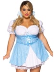 Flirty Blue & White Oktoberfest Klänning - Plus Sizes