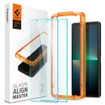 Spigen AlignMaster Verre Trempé Compatible avec Sony Xperia 5 V, 2 Pièces, Kit d'installation Inclus, Résistant aux Rayures, 9H Protection écran