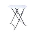 Table de Balcon Pliante Acier Plastique Blanc Gris Gain de Place Rebecca Mobili