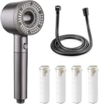 Pommeau de Douche avec Tuyau 1,5M,5 Modes de Jet Pommeau Douche Anti Calcaire,Filtre Coton PP Remplaçable Pommeau de Douche Filtrant,Shower Head,Pommes de Douche et Douches à Main (Gris).[T268]