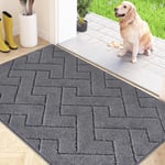 FCSDETAIL Dirt Trapper Indoor Door Mat 80 x 120 cm, Machine Washable Entrance Rug, Super Absorbent Dog Doormat, Non-slip Inside Floor Mat for Entryway, Muddy Shoes & Paws