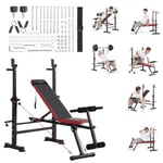 VEVOR Banc de Musculation Multifonctionnel, Banc Plat Inclinable Pliable pour Entraînement Complet du Corps, Banc Abdominal Capacité de Charge 272,2 kg, pour Redressement Assis Haltères Domicile Gym