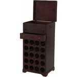 Décoshop26 - Casier à vin armoire meuble en bois style colonial pour 20 bouteilles avec tiroir