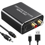 Fokky Convertisseur DAC Audio 192kHz Numérique vers Analogique, Aluminium DAC Adaptateur, Digital SPDIF Optique Coaxial Toslink vers Stéréo L/R RCA Jack 3,5mm, pour TV Blu-Ray Xbox