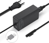 Chargeur Surface Pro, 15V Alimentation pour Microsoft Surface Pro 11 10 9 8/Pro 7/Pro 7+/Pro 6/Pro 5/Pro 4/Pro 3/X, Surface Laptop, Surface Book, Surface Go Notebook/Tablette Chargeur avec Port.[G709]