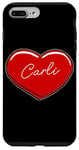 Coque pour iPhone 7 Plus/8 Plus Carli Cœur dessiné à la main avec inscription « First Name Hearts I Love Carli »