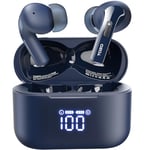 TOZO T20 Wireless Earbuds, Bluetooth Earphones 48.5 Hrs Playtime with LED Digital Display, IPX8 Waterproof, Dual Mic Call Noise Cancelling, 10mm Broad Range Speakers (In-Ear, Blue)