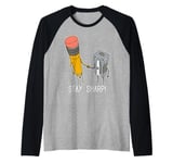 Pencil and Sharpener For Teachers and Students Raglan Baseball Tee