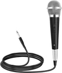 Microphone Dynamique avec Fil, Micro Chant Cardioïde, Micro de Karaoké Filaire, Portable Micro Voix Claire pour Chant Live Conférence Mariage, avec 3 M XLR à 6,5 mm Câble et Bouton on/Off (A)