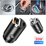 Mini Dual USB Type-C PD Car Phone Charger 30W Fast Charge Adapter Accessories