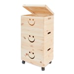 Three Pine Wood Storage Boxes Kids Children Boy / Girl Room Toys Organizer Wheel