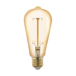 EGLO Ampoule filament LED E27 dimmable en étapes, forme de piston, lampe Edison à incandescence graduable, éclairage vintage et rétro, 4,5 watts, blanc chaud, ambré, 2200 Kelvin, ST64, Ø 6,4 cm