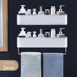 Étagère WC avec porte-serviettes,caddie de douche,shampoing mural,rangement de salle de bain,cuisine,accessoires,pas de propositions,T1 - Type 2PCS Gray B01