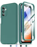 LeYi for Samsung Galaxy A14 4G/5G Case: and Built-in Screen Protector, 360 Full Body Protective Rugged Bumper Cover Heavy Duty Shockproof Soft Phone Case for Samsung A 14 Green